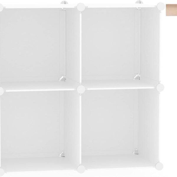 Cube Storage Organizer, 4-Cube Shelves Units, Closet Cabinet, DIY Plastic Modular Book Shelf Ideal for Bedroom, Living Room, Office, 24.8" L x 12.4" W x 24.8" H Milky