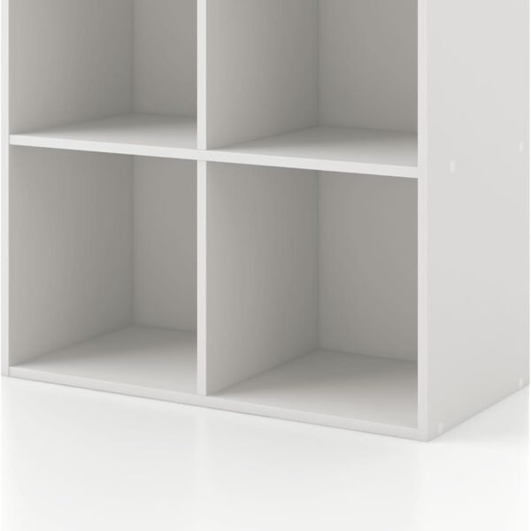 4-Cube Storage Organizer Shelves, Stackable Wood Bookcase Fits Cubby Bins for Organization, Dorm Teen Room Decor & Home Office, White