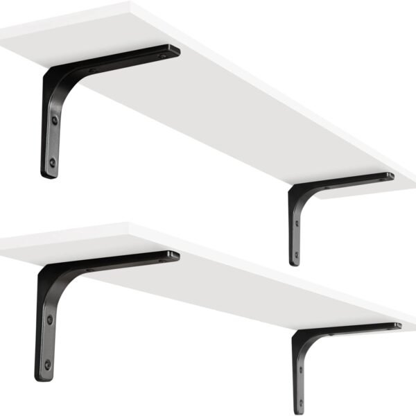 Long Wall Shelves, 39.4Inch Wall Mounted Shelves Set of 2, Extra Large Floating Storage Ledges with Sturdy Metal Brackets for Living Room, Bathroom, Bedroom, Kitchen, White