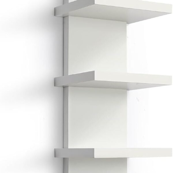 5 Tier Wall Shelf Unit, Small White Vertical Floating Shelf-Narrow Decorative Wall Mount Modern Wall Decor Shelves for Bedrooms, Living Rooms