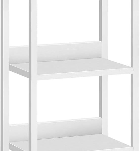 Bookshelf, 5-Tier Bookcase, Standing Book Shelf for Small Space, Storage Shelf Organizer, for Living Room, Bedroom, Study, Balcony, White