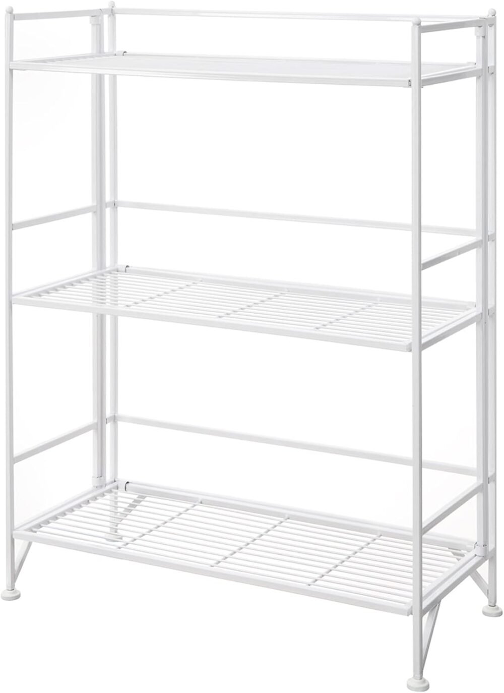 Shelves - 3-Tier Wide Folding Metal Storage Shelves, Closet Organizer for Office, Laundry Room, Bedroom, Garage, Kitchen, Bathroom, White