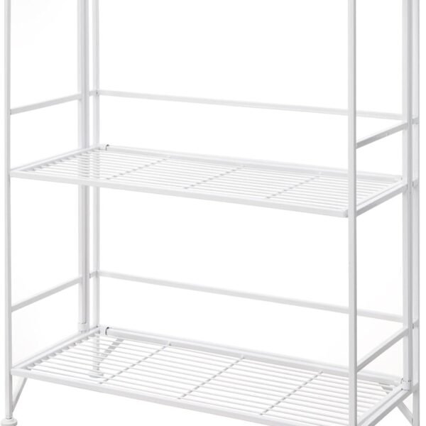 Shelves - 3-Tier Wide Folding Metal Storage Shelves, Closet Organizer for Office, Laundry Room, Bedroom, Garage, Kitchen, Bathroom, White