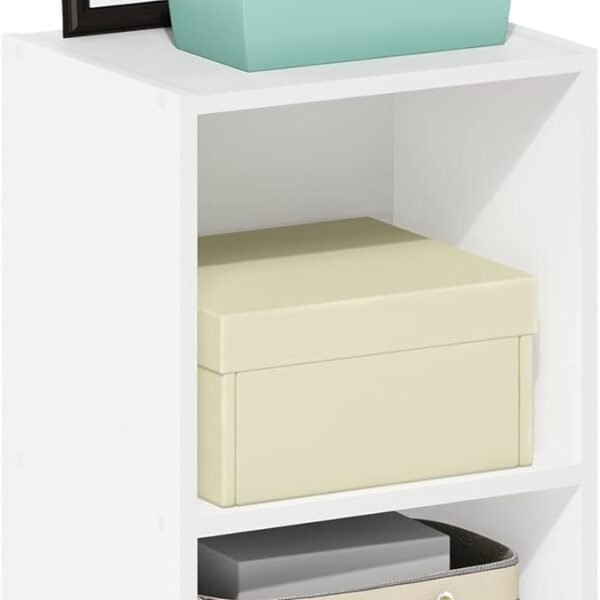 Book Shelf, 2-Tier Modern Bookshelf, Open Shelves Bookcase 9 x 12 x 21, for Living Room, Bedroom, Home Office, White