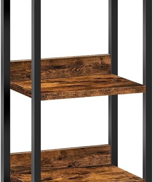 Bookshelf, 5-Tier Bookcase, Standing Book Shelf for Small Space, Storage Shelf Organizer, for Living Room, Bedroom, Study, Balcony, Rustic Brown and Black