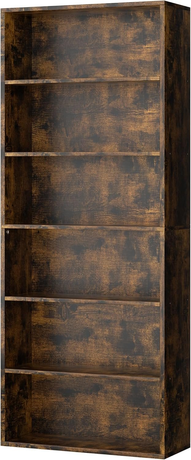 Bookshelf,6-Tier Open Bookcase and Bookshelves,6 Shelf Display Storage Shelves Floor Standing 70.6 inches Tall Bookcase for Home Office, Living Room (Brown)