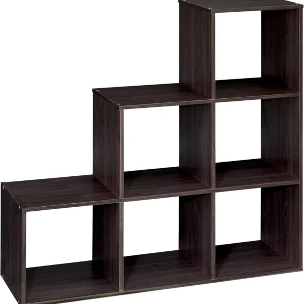 3-2-1 Cube Storage Shelf Organizer Bookshelf - Vertical/Horizontal, Easy Assembly - Espresso Wood Finish