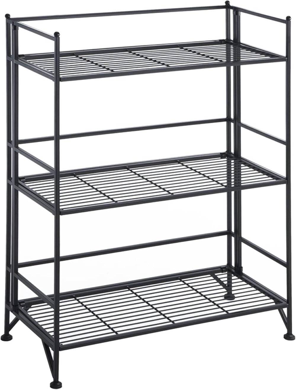 Shelves - 3-Tier Wide Folding Metal Storage Shelves, Closet Organizer for Office, Laundry Room, Bedroom, Garage, Kitchen, Bathroom, Black