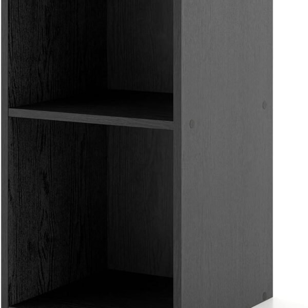 2-Cube Storage Organizer Shelves, Stackable Wood Bookcase Fits Cubby Bins for Organization, Dorm Teen Room Decor & Home Office, Black