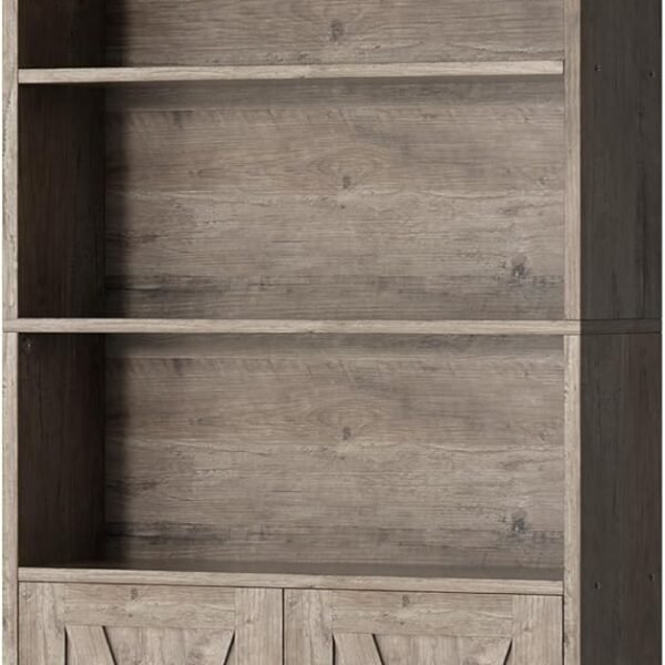 Bookshelf, Industrial Bookshelves and Bookcases with Doors Floor Standing 6 Shelf Display Storage Shelves 70.6 inches Tall Bookcase for Home Office, Living Room (Grey)