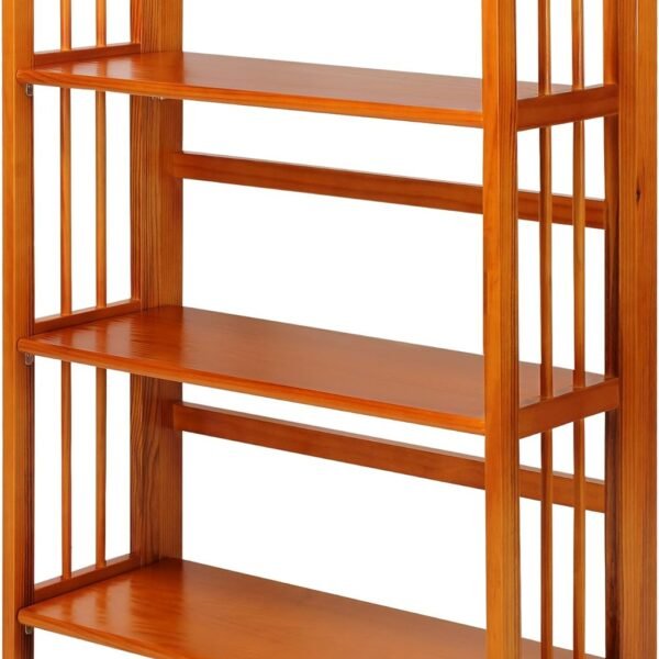 3-Shelf Folding Stackable Bookcase (27.5" Wide)-Honey Oak