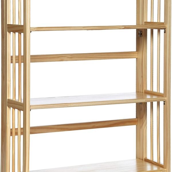 3-Shelf Folding Stackable Bookcase (27.5" Wide)-Natural
